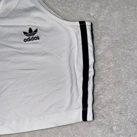Vintage Adidas Tapered Crop Tank Top Black and White - Picture 3 of 6